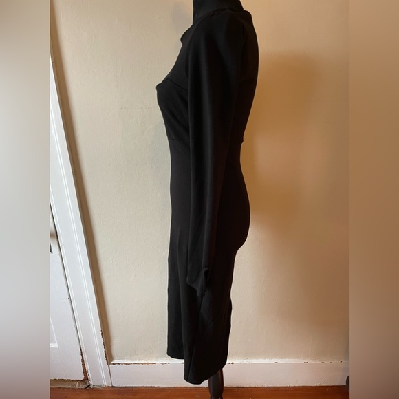 J uptown fitted open front knot dress, back slit, gold zip, button wrist, size L - Picture 5 of 8